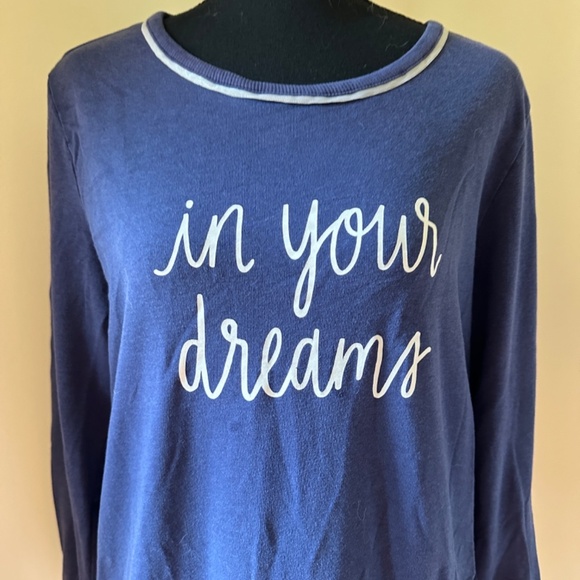 **KATE SPADE* Blue Long Sleeve "In Your Dreams" Sleep Shirt Size Medium - Picture 2 of 8